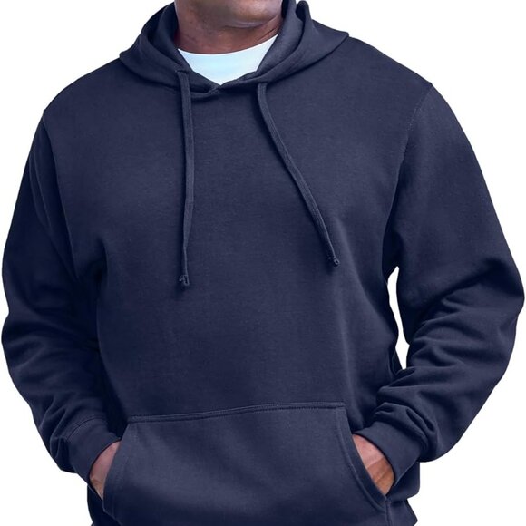 Roomy 6X-Tall Navy Fleece Pullover Hoodie with Pouch Pocket - Men's Comfort